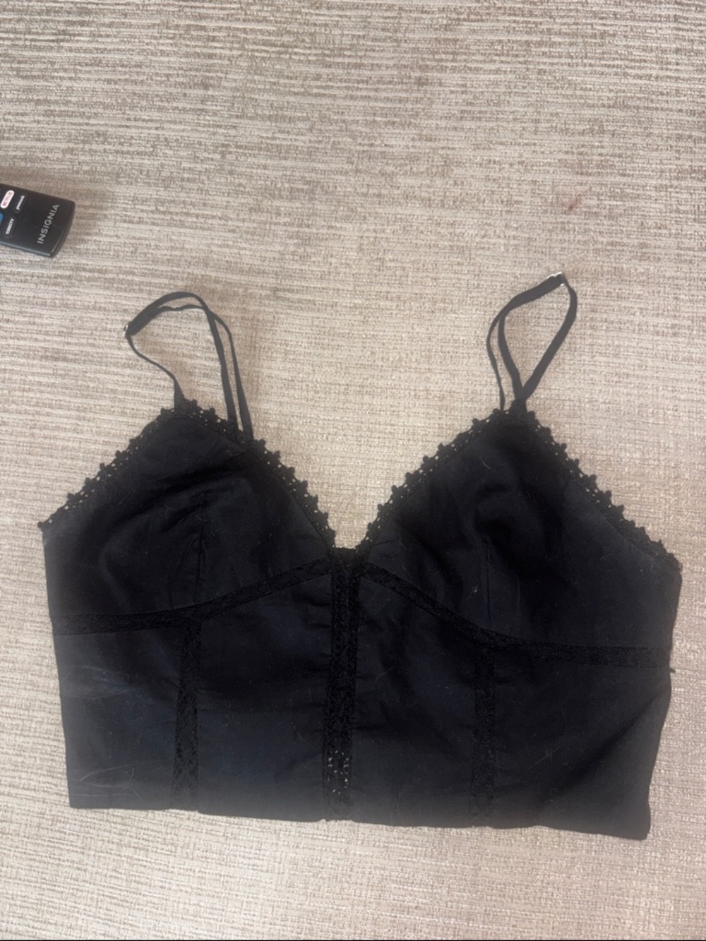 Zara Black Lace-Trim Crop Top